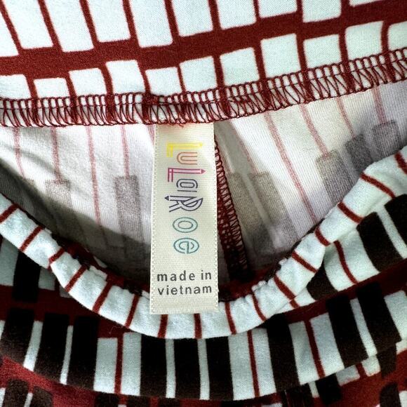 LuLaRoe Light Blue Burgundy Piano Keys Music Leggings Pants Women's One Size OS - Picture 6 of 10